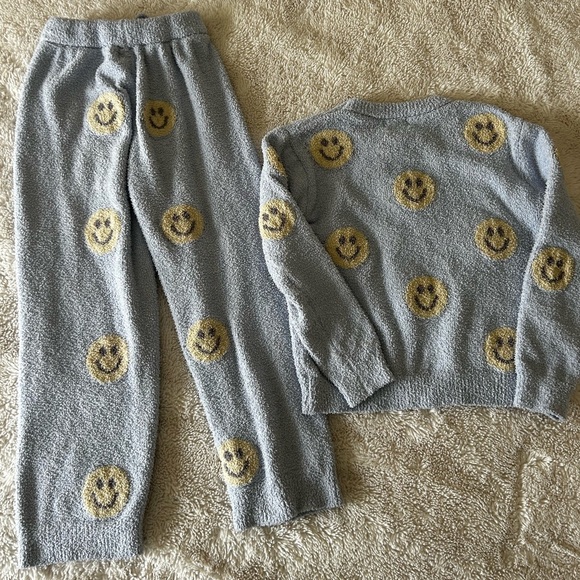 Lola + The Boys Blue and Gold Smiley Kids Matching Set Size 10 Fuzzy and Comfy - Picture 5 of 6
